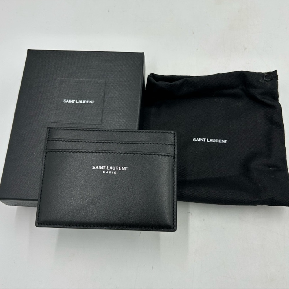 Saint Laurent Paris credit card case in smooth black leather made in Italy NWT - Picture 4 of 8